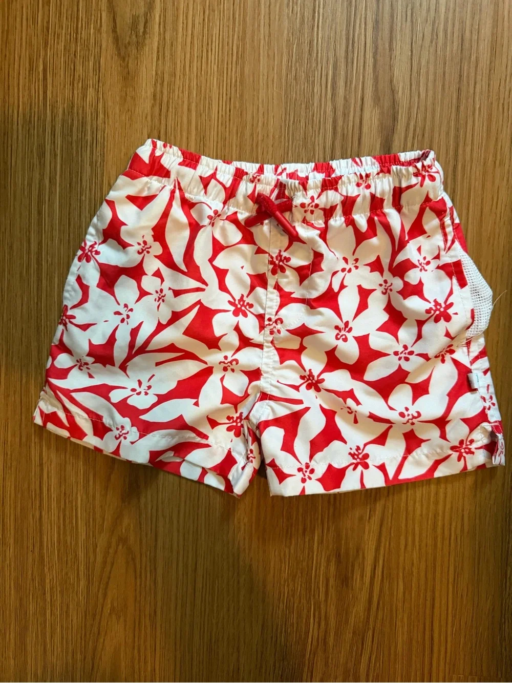 LOFT x Posh Peanut Red and White Floral Elastic-Toddler Board Shorts
